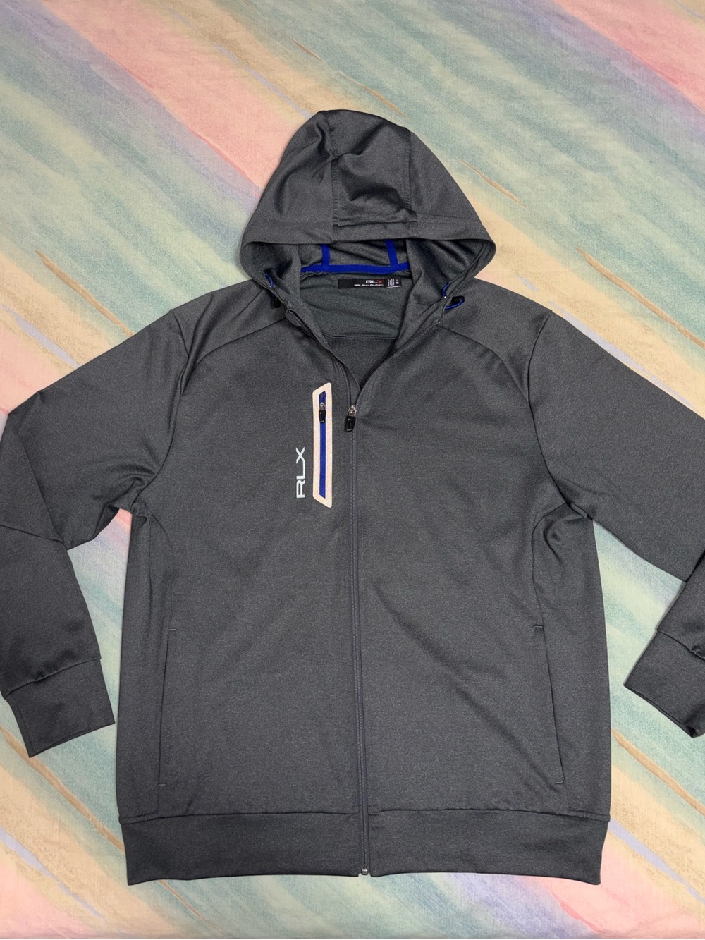 RLX Ralph Lauren Dark Heather Grey/Reflective Silver Zip-Up Peformance Jacket XL